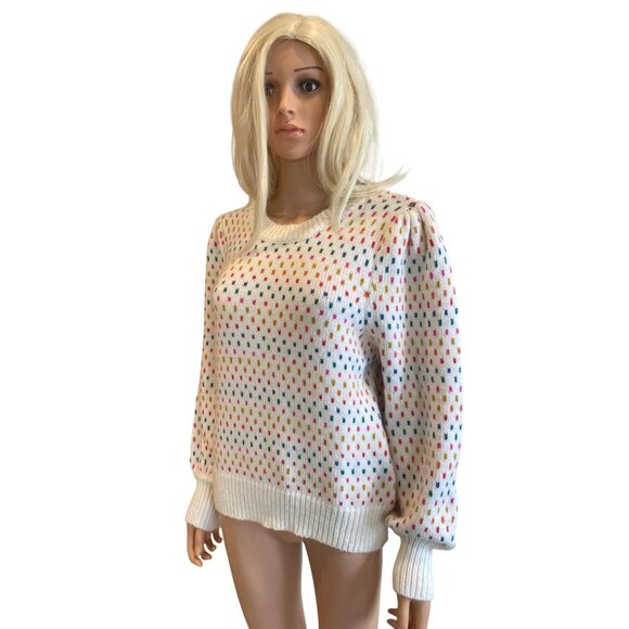 Marine Layer Rainbow Puff Sleeve Crewneck Sweater Large MSRP$178 - Picture 8 of 17